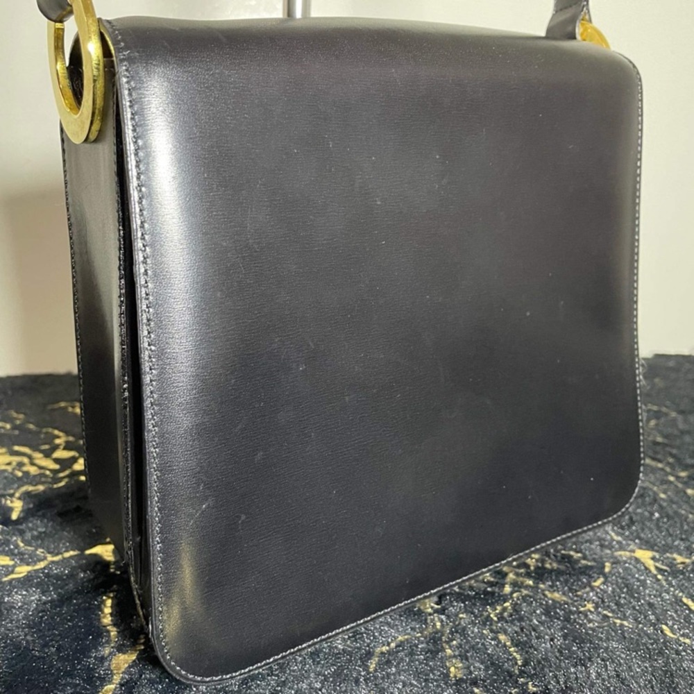 SALE:AUTHENTIC CELINE BLACK SQUARE LEATHER SHOULDER BAG - RUBS AS IS - Picture 9 of 13